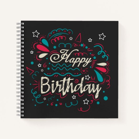 Carnet anniversaire heureux décoratif (Devant)