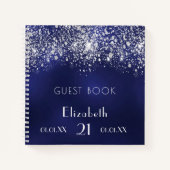 Carnet Anniversaire marine bleu argent parties scintillan (Devant)