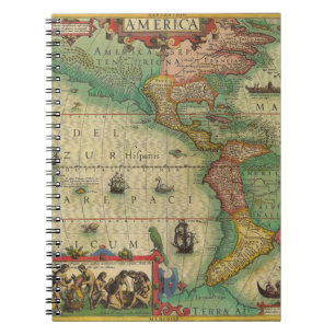 Carnet Antique carte du Vieux Monde des Amériques, 1606