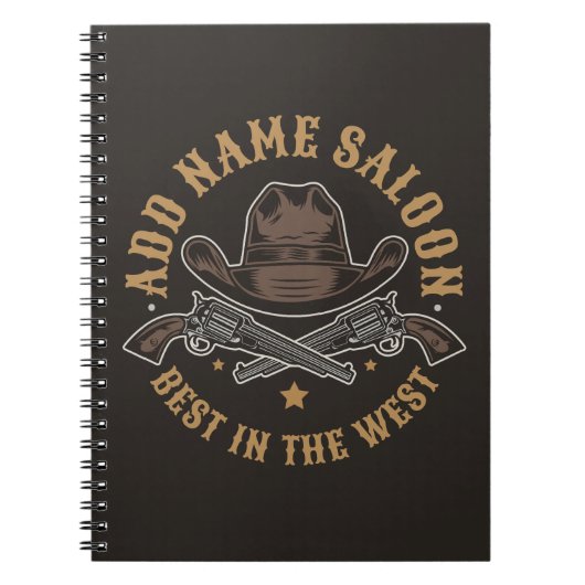 Carnet Antique Cowboy Guns AJOUTER NOM Old Wild West Salo (Devant)