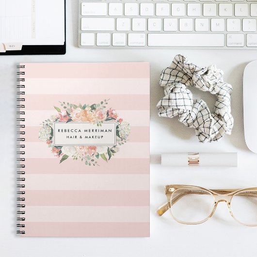 Carnet Antique Floral Blush Pink Stripe