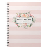 Carnet Antique Floral Blush Pink Stripe (Devant)