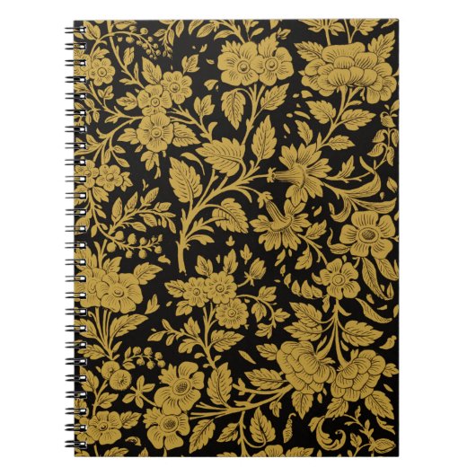 Carnet Antique Gold Floral Indian Lac-work Black Pattern (Devant)