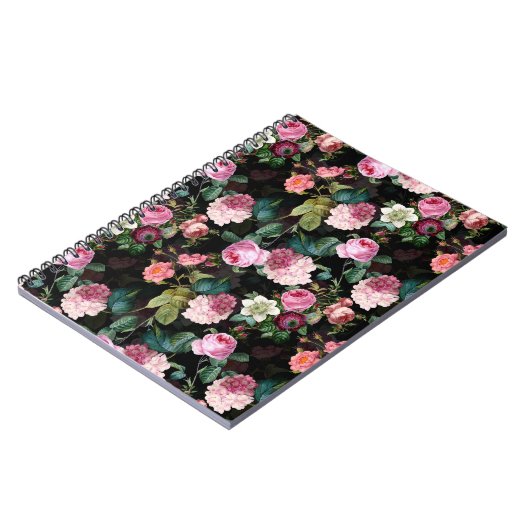 Carnet Antique Nostalgale Redouté Rose Motif noir (Côté gauche)