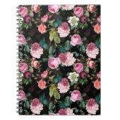 Carnet Antique Nostalgale Redouté Rose Motif noir (Devant)
