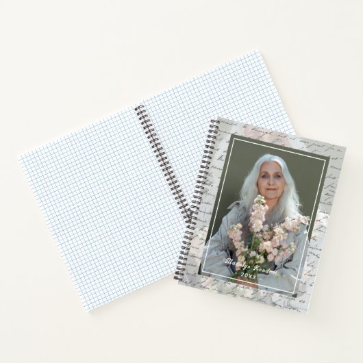 Carnet Antique Script Handwriting Personalized Photo (Intérieur)