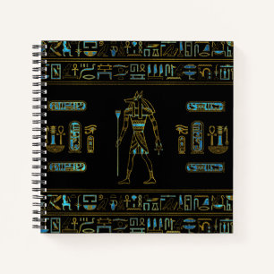 Carnet Anubis Vitrail égyptien or et bleu