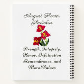 Carnet Août Mois de naissance Fleur Gladiolus Cadeau de n (Dos)