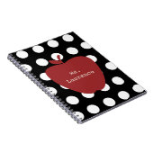 Carnet Apple et professeur rouges de point de polka (Côté Droit)