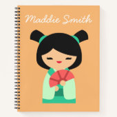 Carnet Apqua peach Kokeshi poupées japonaises (Devant)