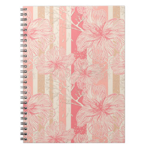 Carnet Apricot motif à rayures florales rose