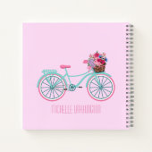 Carnet Aqua à l'ancienne et Vélo rose aux fleurs (Dos)
