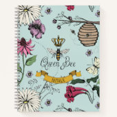 Carnet Aqua, Black & Gold Queen Bee, Crown & Soll (Devant)