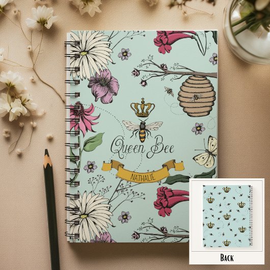 Carnet Aqua, Black & Gold Queen Bee, Crown & Soll
