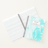 Carnet Aqua Bleu Marbre Abstrait Personnalisé (Intérieur)