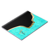 Carnet Aqua Blue Batik Noir Et Or Nom De La Face (Côté gauche)