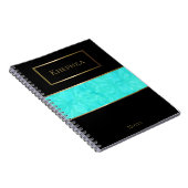 Carnet Aqua Blue Batik Simple Aquarelle Nom (Côté Droit)