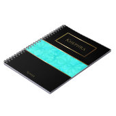 Carnet Aqua Blue Batik Simple Aquarelle Nom (Côté gauche)