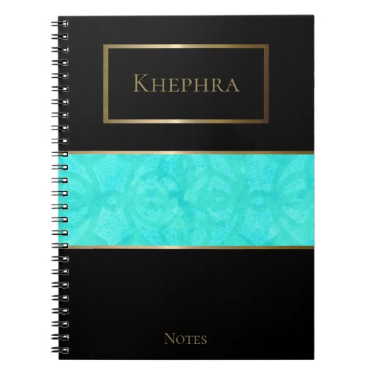 Carnet Aqua Blue Batik Simple Aquarelle Nom (Devant)