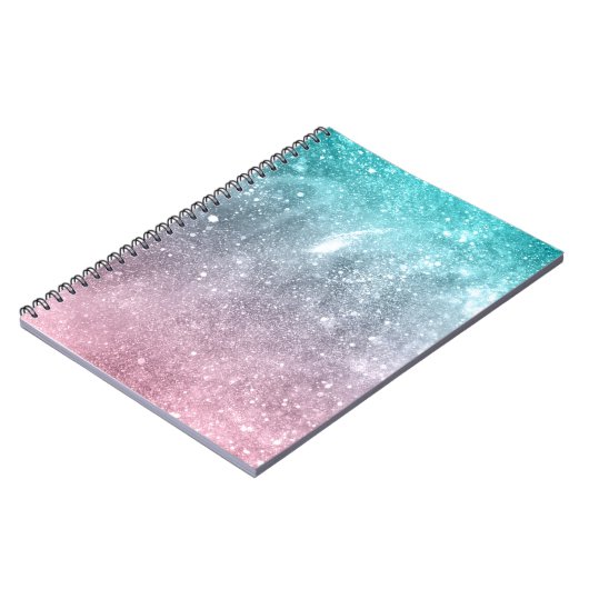 Carnet Aqua blue Pink ombre mer galaxie abstraite (Côté gauche)