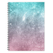 Carnet Aqua blue Pink ombre mer galaxie abstraite (Devant)