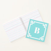 Carnet Aqua Blue Square Greek Key Border Monogram (Intérieur)