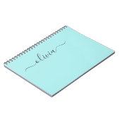 Carnet Aqua Blue Turquoise Moderne Script Girl Monogramme (Côté gauche)