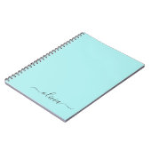 Carnet Aqua Blue Turquoise Moderne Script Girl Monogramme (Côté gauche)