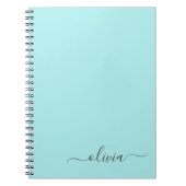 Carnet Aqua Blue Turquoise Moderne Script Girl Monogramme (Devant)