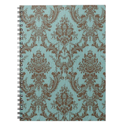 Carnet Aqua Chocolate Damask (Devant)