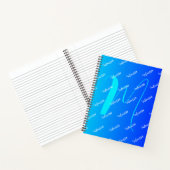 Carnet Aqua dégradé et couleur bleue - Nom Monogramme (Intérieur)