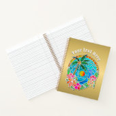 Carnet Aqua et Gold Ocean Palm Tree Paysage d'été (Intérieur)