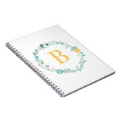 Carnet Aqua et Yellow Monogramme Floral Wreath (Côté Droit)