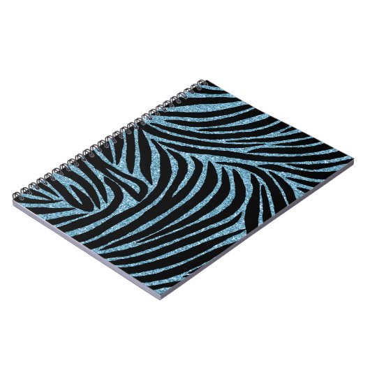 Carnet Aqua Faux Glitter Zebra Print (Côté gauche)
