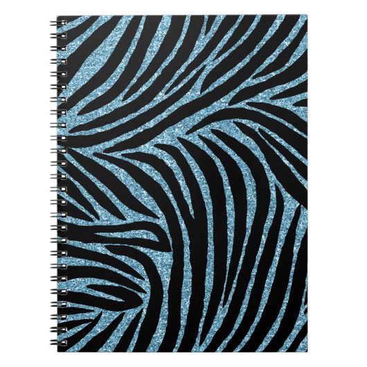 Carnet Aqua Faux Glitter Zebra Print (Devant)