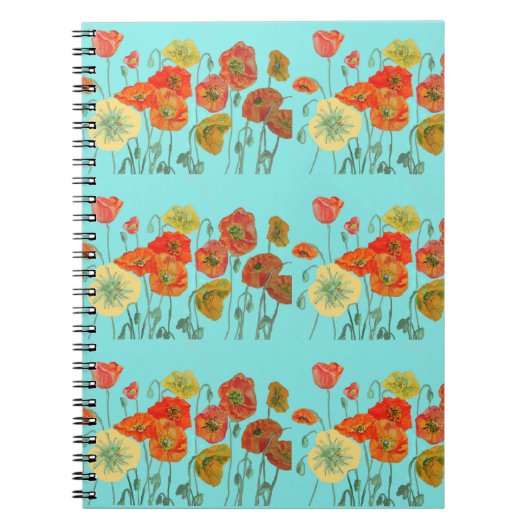 Carnet Aqua Fleurs de Pavot Orange (Devant)