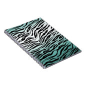 Carnet Aqua Mint Black Zebra Print Ombre (Côté Droit)