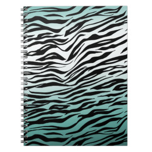 Carnet Aqua Mint Black Zebra Print Ombre