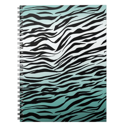 Carnet Aqua Mint Black Zebra Print Ombre (Devant)
