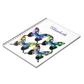 Carnet Aqua, Rose et Jaune - Élégants papillons (Côté gauche)