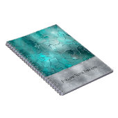 Carnet Aqua Sarcelle Turquoise Argent Glam (Côté Droit)