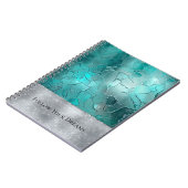Carnet Aqua Sarcelle Turquoise Argent Glam (Côté gauche)