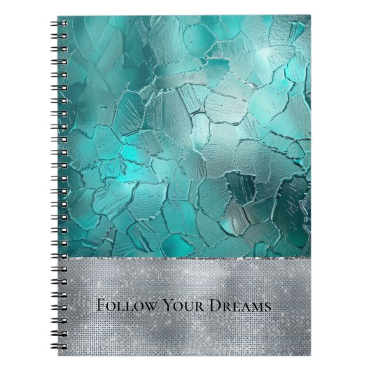 Carnet Aqua Sarcelle Turquoise Argent Glam (Devant)
