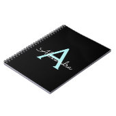 Carnet Aqua Teal Blue Script Girly Monogram (Côté gauche)