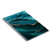 Carnet Aqua Turquoise Blue Green Agate Geode Gold Monogra (Côté Droit)