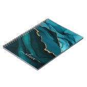 Carnet Aqua Turquoise Blue Green Agate Geode Gold Monogra (Côté gauche)