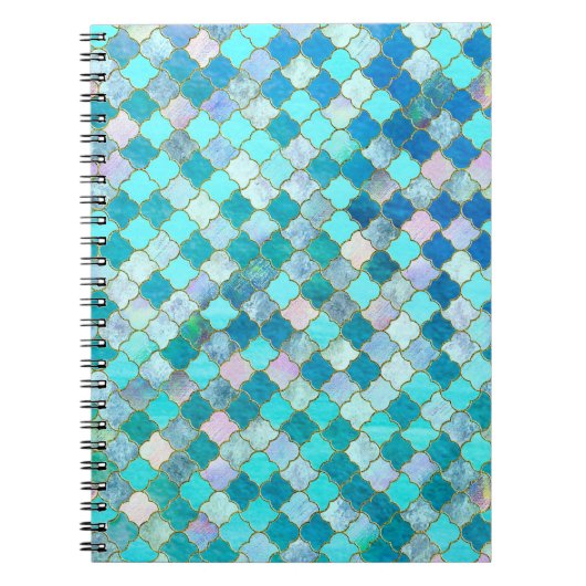 Carnet Aqua Turquoise Gold Oriental Marocain Carrelage mo (Devant)