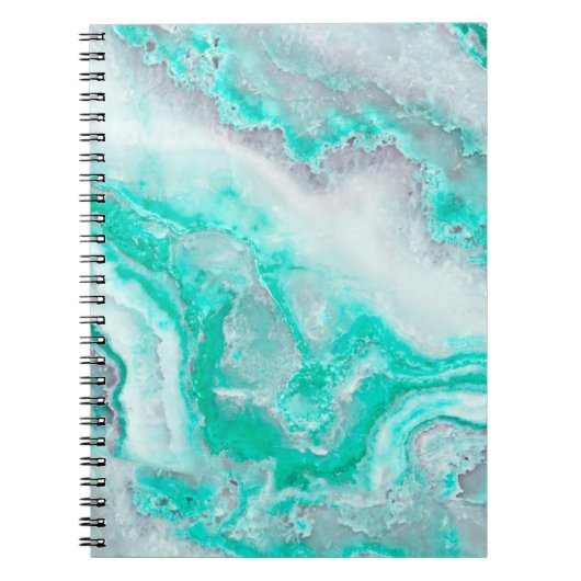 Carnet Aqua White Gemstone Agate Quartz minéral (Devant)
