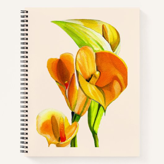 Carnet Aquarelle à fleurs de calla (Devant)