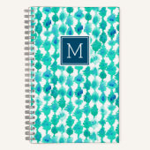 Carnet Aquarelle Abstraite bleue et aqua Monogramme (Recto)